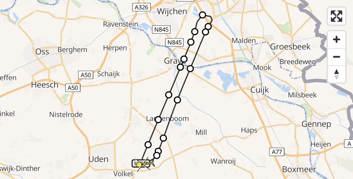 Routekaart van de vlucht: Lifeliner 3 naar Vliegbasis Volkel, Houtvennen