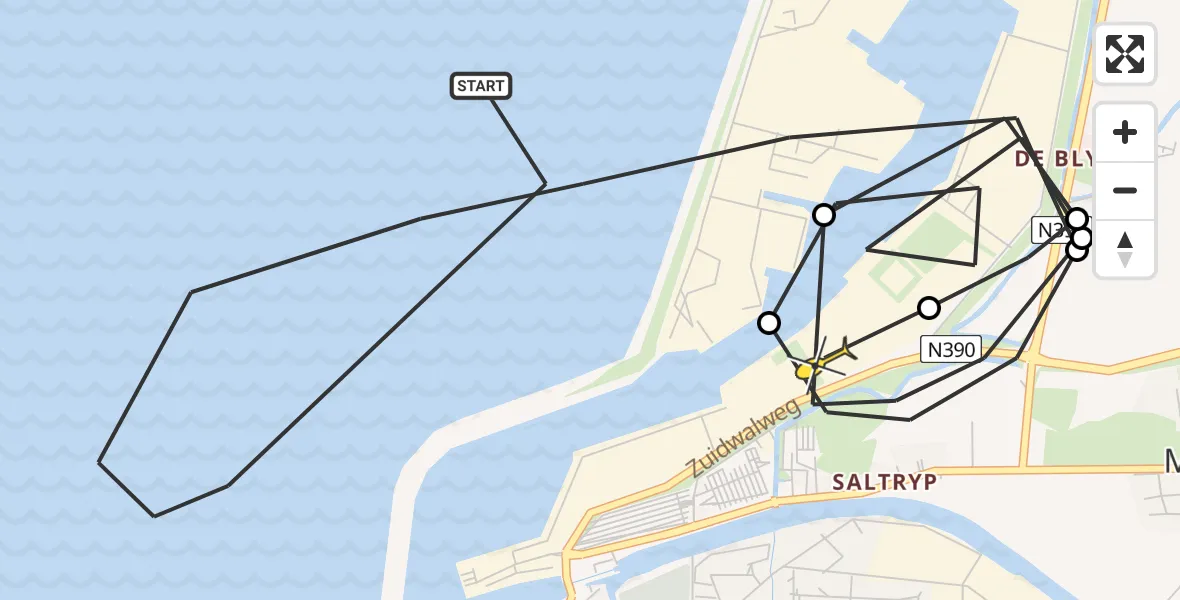 Routekaart van de vlucht: Politieheli naar Harlingen, Rede van Harlingen