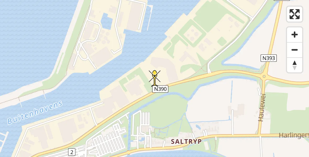 Routekaart van de vlucht: Politiehelikopter naar Harlingen