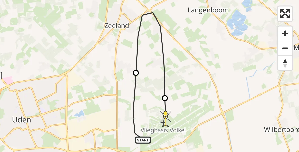 Routekaart van de vlucht: Lifeliner 3 naar Vliegbasis Volkel, Zeelandsedijk