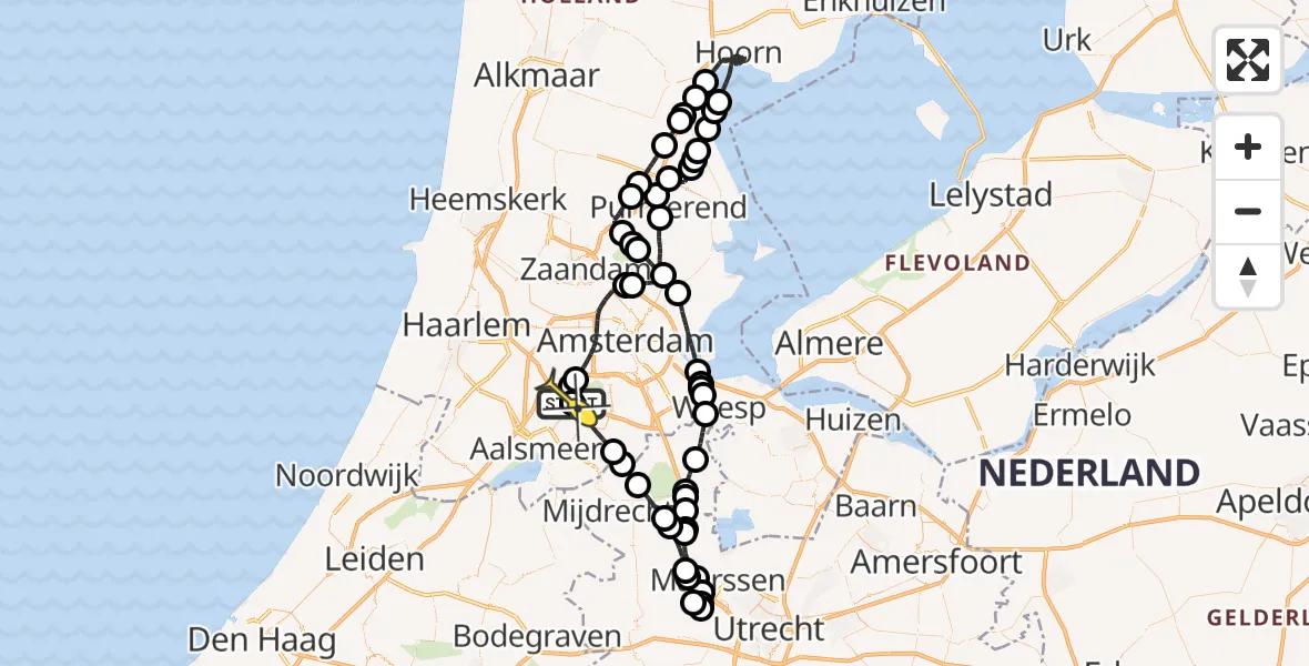 Routekaart van de vlucht: Politieheli naar Schiphol, Loevesteinse Randweg