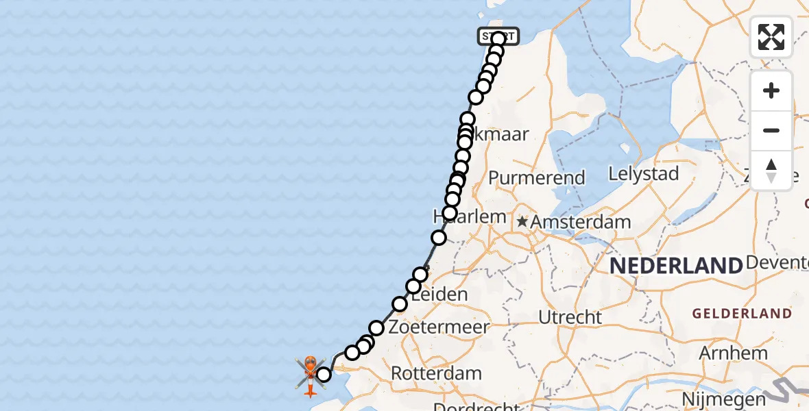 Vluchtroute Kustwachthelikopter Vliegveld De Kooy - , 07 januari 2025, 11:48
