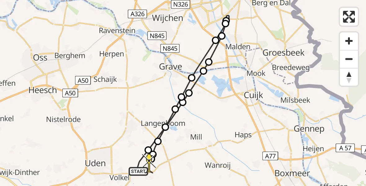 Routekaart van de vlucht: Lifeliner 3 naar Vliegbasis Volkel, Hatertseweg