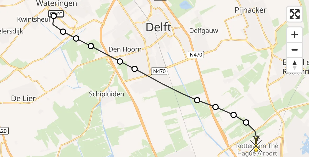 Routekaart van de vlucht: Lifeliner 2 naar Rotterdam The Hague Airport, Middenzwet