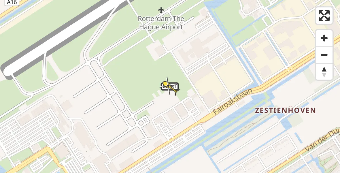 Routekaart van de vlucht: Politiehelikopter naar Rotterdam The Hague Airport, Brandenburgbaan