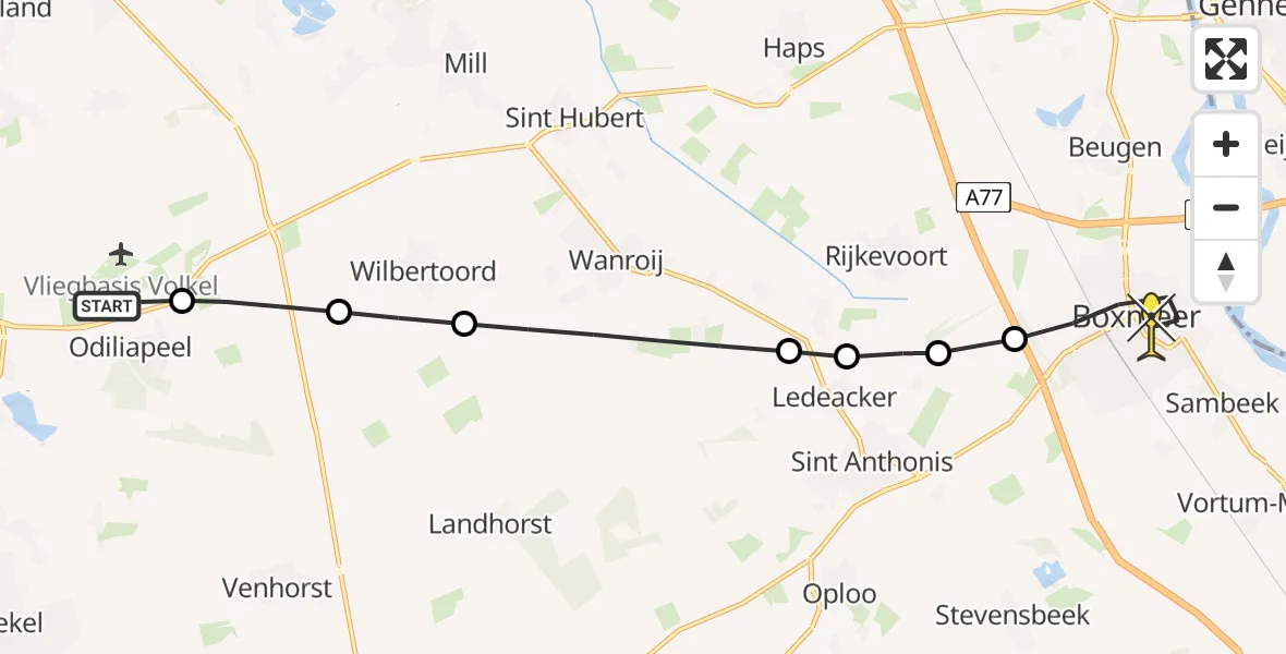 Routekaart van de vlucht: Lifeliner 3 naar Boxmeer, Nieuwedijk