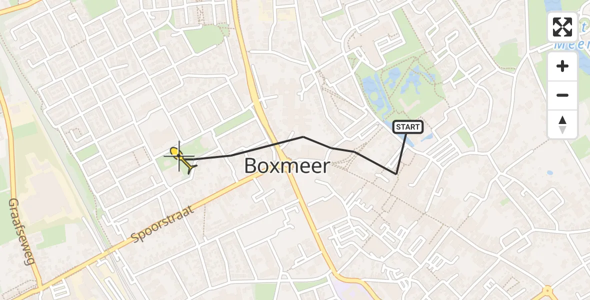 Routekaart van de vlucht: Lifeliner 3 naar Boxmeer, Jacob van Ruysdaelstraat