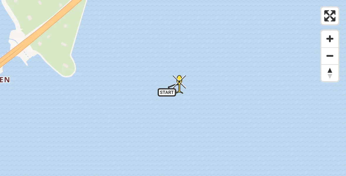 Routekaart van de vlucht: Kustwachthelikopter naar Den Oever, Afsluitdijk