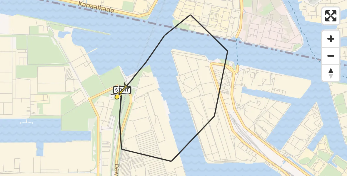 Routekaart van de vlucht: Lifeliner 1 naar Amsterdam Heliport, Westhaven