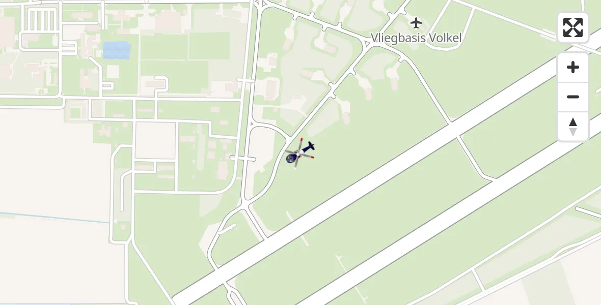 Vluchtroute Politiehelikopter van Vliegbasis Volkel naar Vliegbasis Volkel