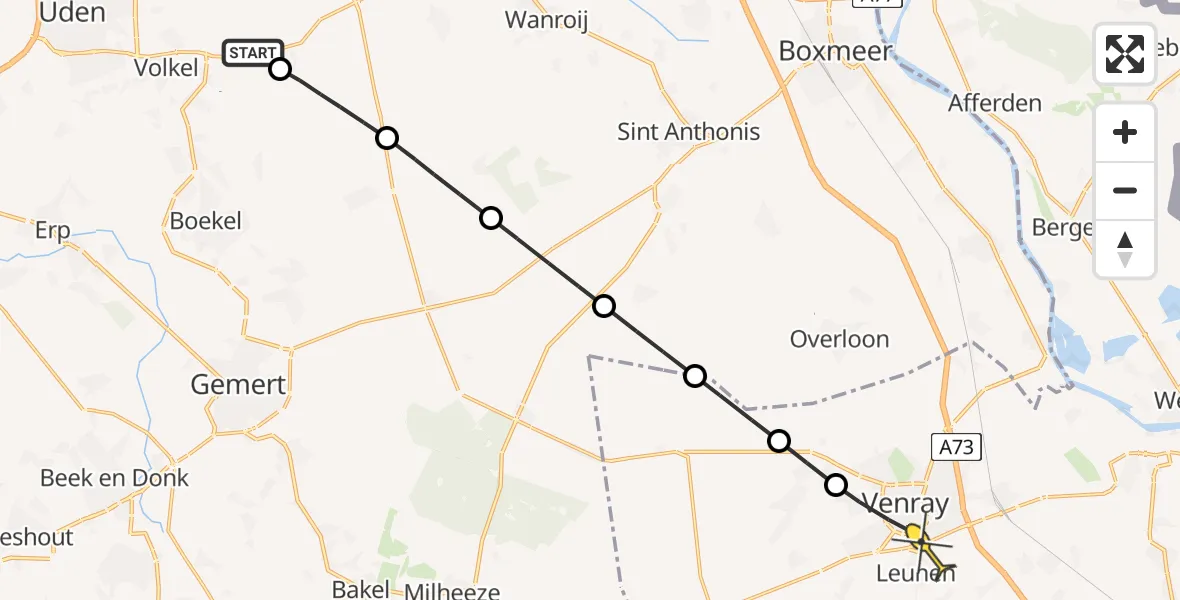 Routekaart van de vlucht: Lifeliner 3 naar Leunen, Oudedijk