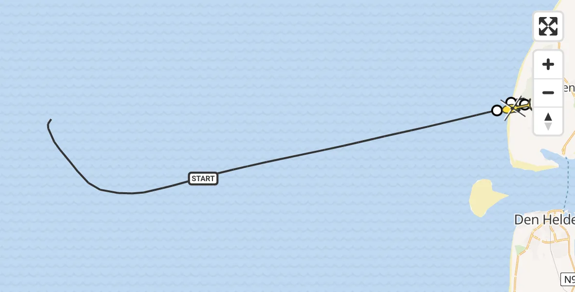 Routekaart van de vlucht: Kustwachthelikopter naar Den Hoorn, Jan Ayeslag