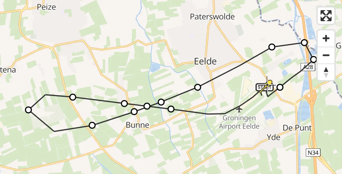 Routekaart van de vlucht: Lifeliner 4 naar Groningen Airport Eelde, Lugtenbergerweg