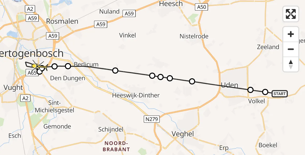 Routekaart van de vlucht: Lifeliner 3 naar 's-Hertogenbosch, Venstraat