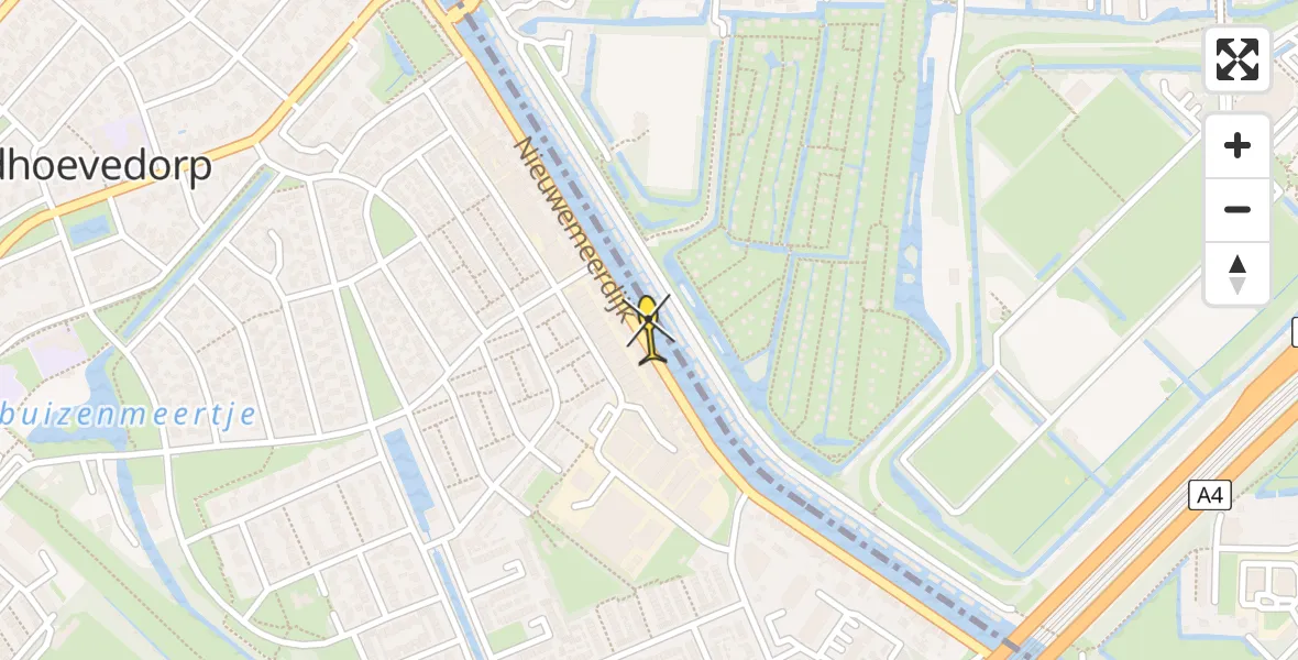 Routekaart van de vlucht: Politiehelikopter naar Badhoevedorp