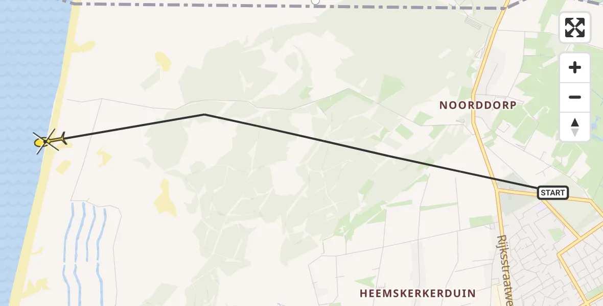 Routekaart van de vlucht: Politieheli naar Heemskerk, Kruisberg