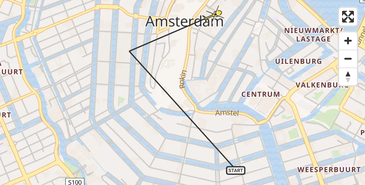 Routekaart van de vlucht: Politieheli naar Amsterdam, Herengracht