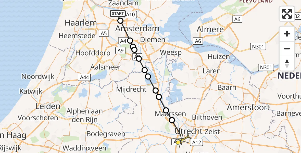 Routekaart van de vlucht: Lifeliner 1 naar Utrecht, Maltaweg