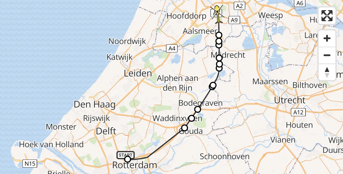 Routekaart van de vlucht: Politieheli naar Amstelveen, Polderbrug