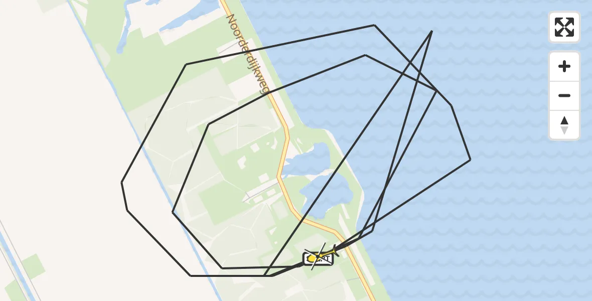 Routekaart van de vlucht: Politieheli naar Wieringerwerf, Noorderdijkweg