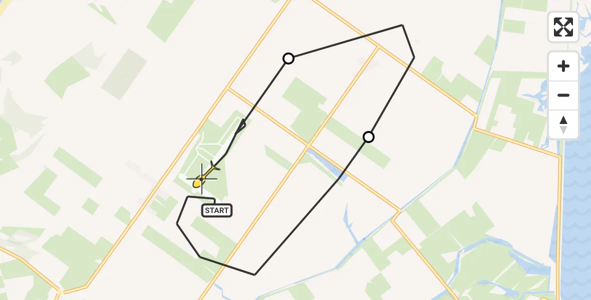 Routekaart van de vlucht: Politiehelikopter naar Texel International Airport, Hoofdweg