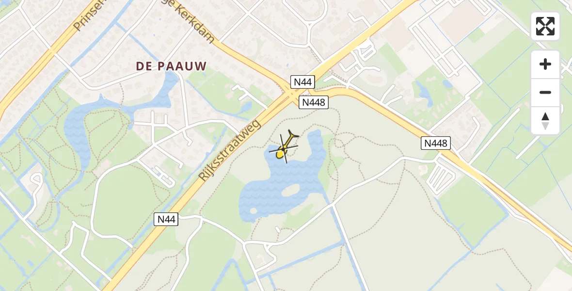 Routekaart van de vlucht: Politiehelikopter naar Wassenaar