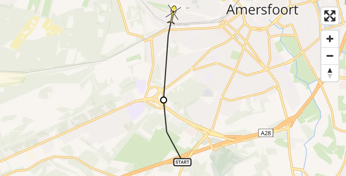 Routekaart van de vlucht: Politiehelikopter naar Amersfoort, Stichtse Rotonde