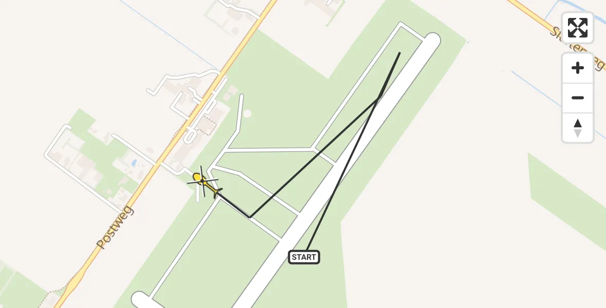 Routekaart van de vlucht: Politiehelikopter naar Texel International Airport, Postweg