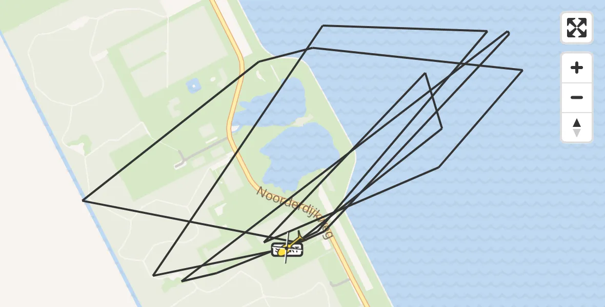 Routekaart van de vlucht: Politieheli naar Wieringerwerf, Noorderdijkweg