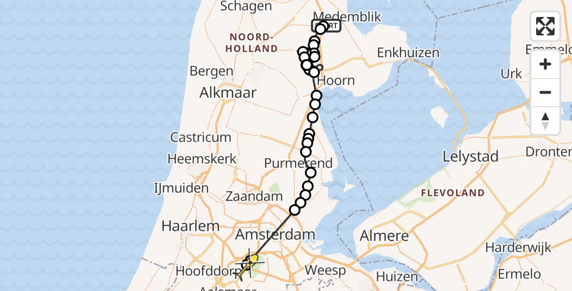 Routekaart van de vlucht: Politieheli naar Schiphol, Mijnsherenweg