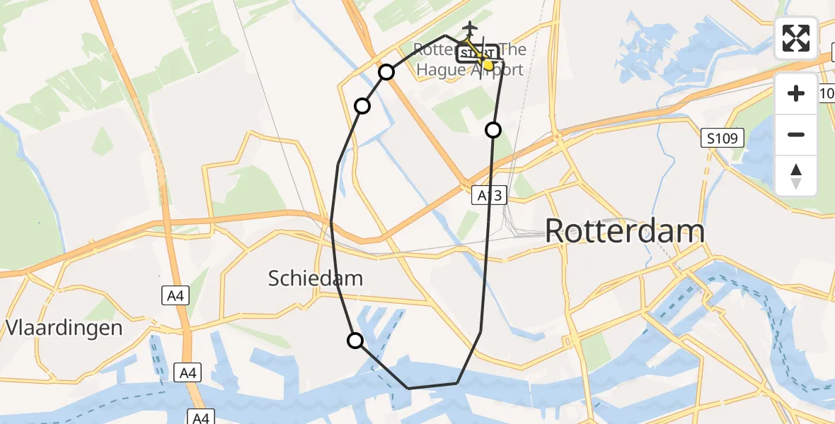 Routekaart van de vlucht: Lifeliner 2 naar Rotterdam The Hague Airport, Buys Ballotlaan