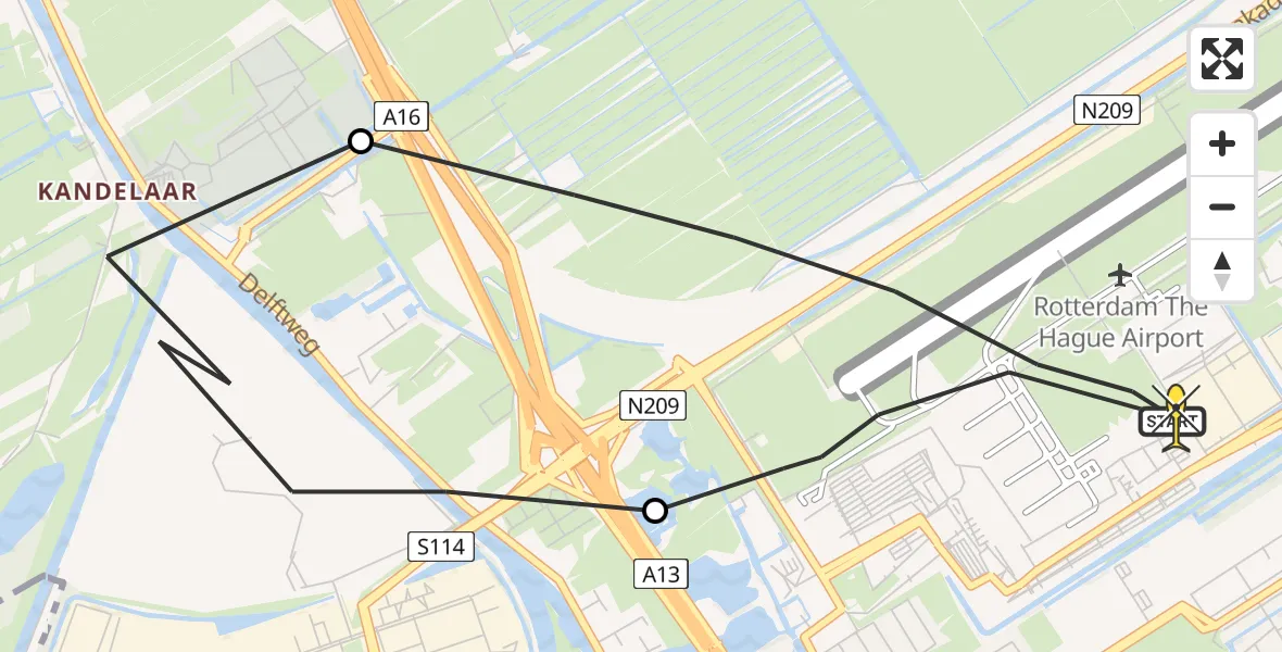 Routekaart van de vlucht: Lifeliner 2 naar Rotterdam The Hague Airport, Brandenburgbaan