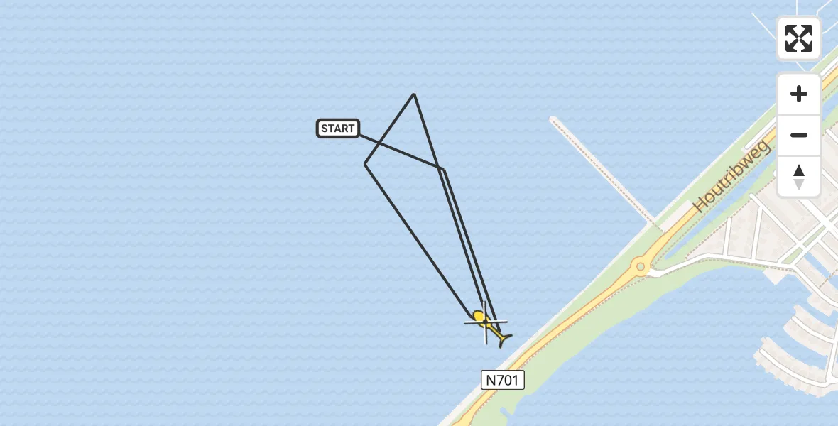 Routekaart van de vlucht: Politiehelikopter naar Lelystad, Houtribweg