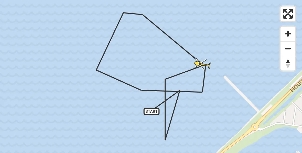 Routekaart van de vlucht: Politieheli naar Lelystad, Houtribweg