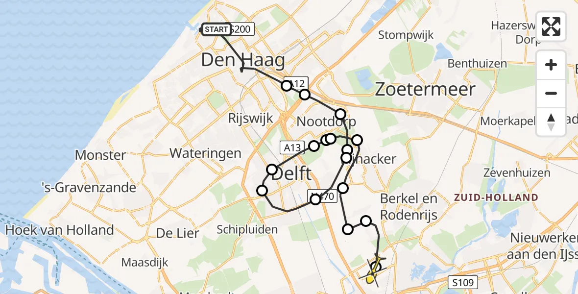 Routekaart van de vlucht: Politieheli naar Rotterdam The Hague Airport, Statenlaan