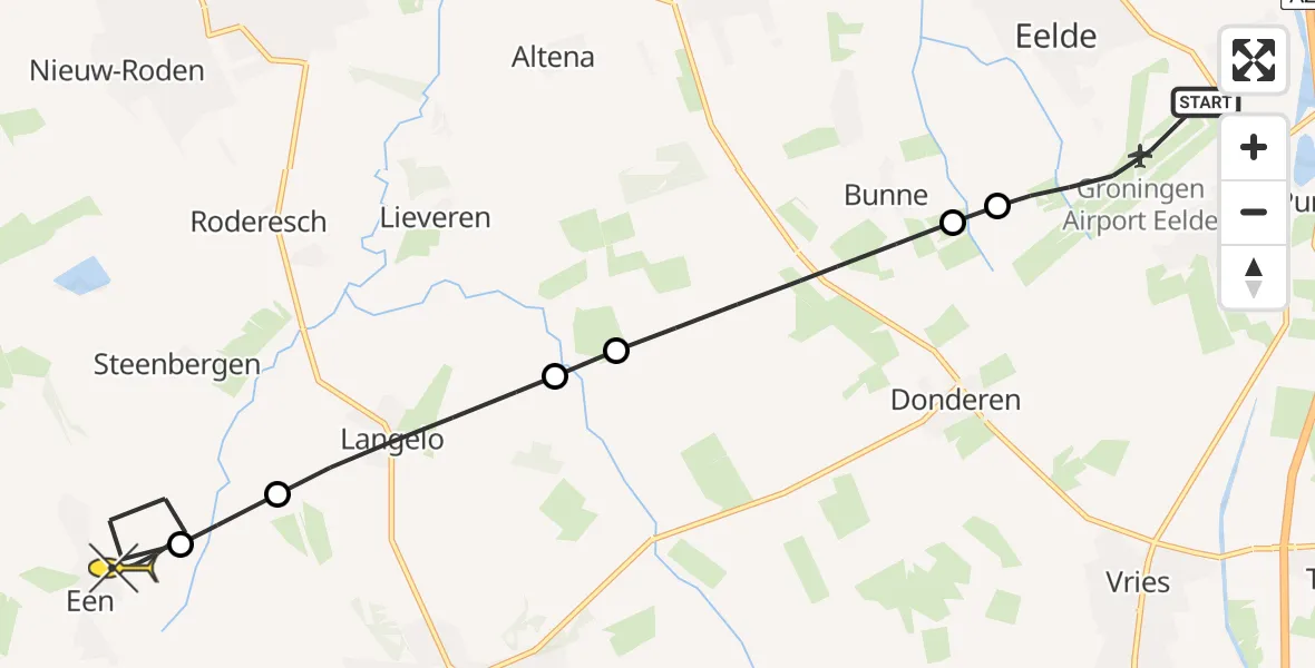 Routekaart van de vlucht: Lifeliner 4 naar Een, Lugtenbergerweg