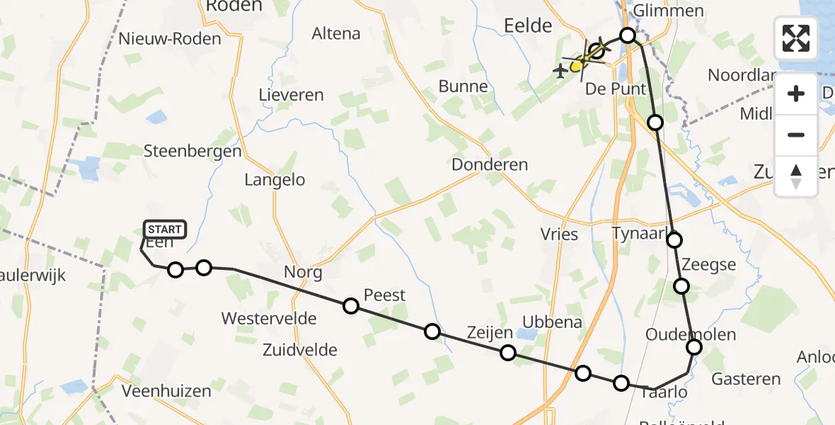 Routekaart van de vlucht: Lifeliner 4 naar Groningen Airport Eelde, Vennootsweg