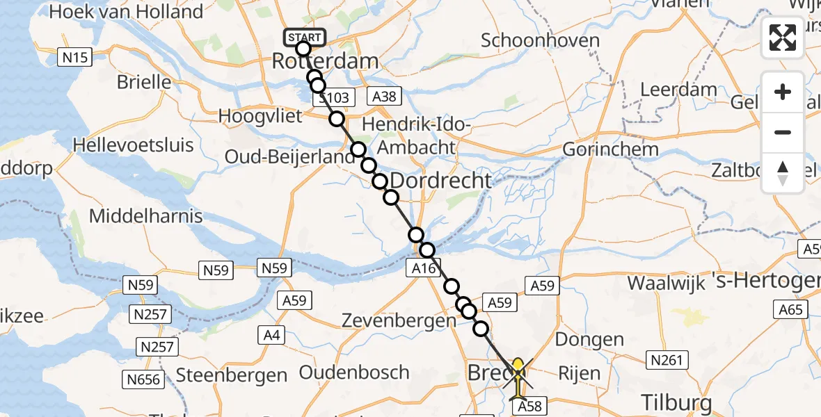 Routekaart van de vlucht: Lifeliner 2 naar Breda, Deelenpad