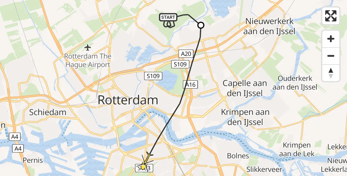 Routekaart van de vlucht: Politiehelikopter naar Rotterdam, Reeënpad