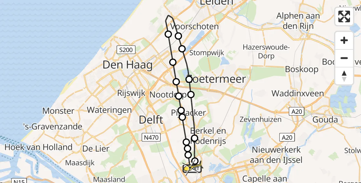 Routekaart van de vlucht: Lifeliner 2 naar Rotterdam The Hague Airport, Brandenburgbaan