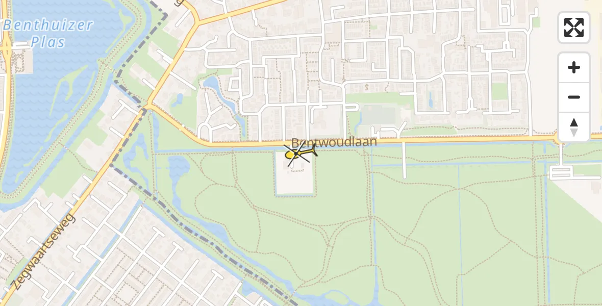 Routekaart van de vlucht: Politiehelikopter naar Benthuizen
