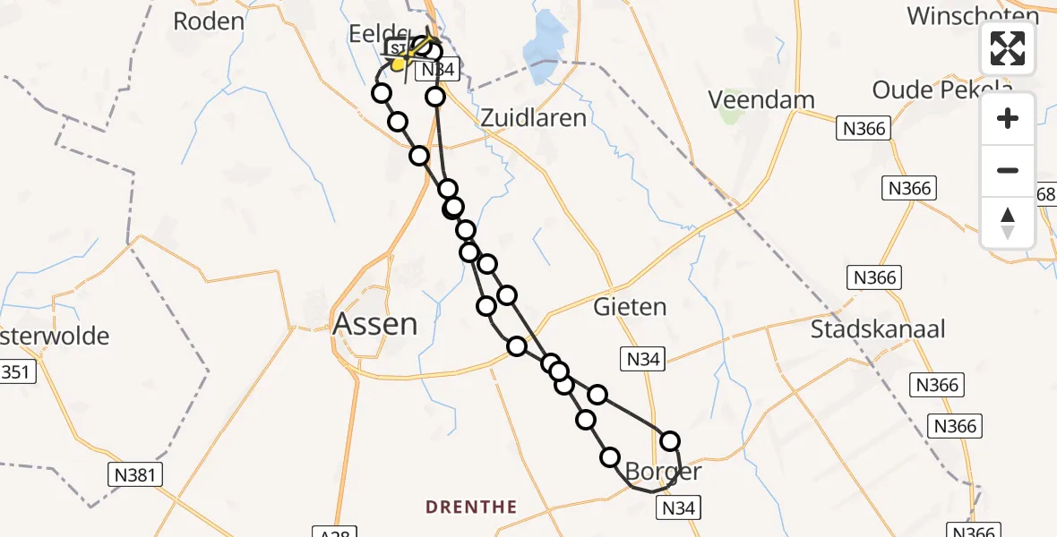 Routekaart van de vlucht: Lifeliner 4 naar Groningen Airport Eelde, Veldkampweg