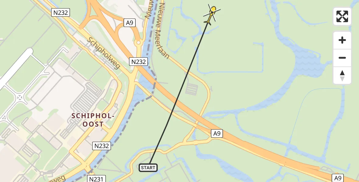 Routekaart van de vlucht: Politiehelikopter naar Amstelveen, Groot kinderbad