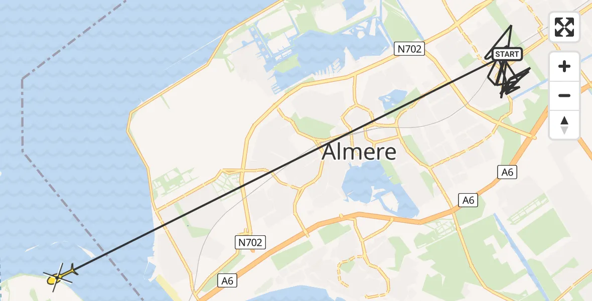 Routekaart van de vlucht: Politiehelikopter naar Muiden, Gerberastraat