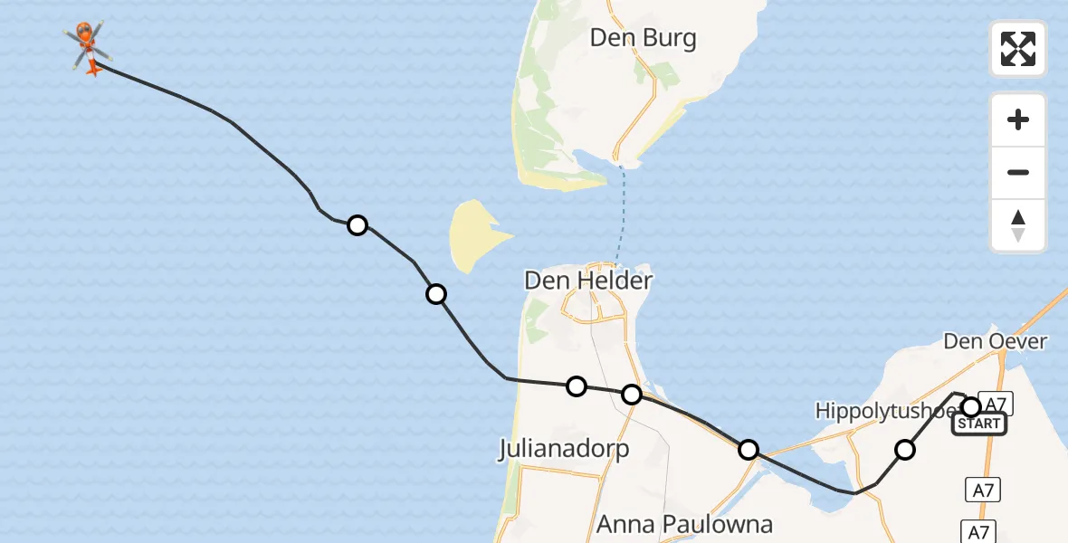 Vluchtroute Kustwachthelikopter Slootdorp - , 10 januari 2025, 16:08