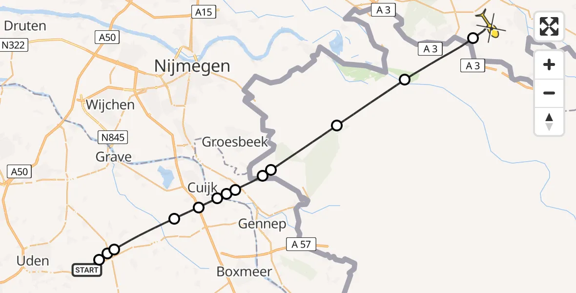 Routekaart van de vlucht: Lifeliner 3 naar Varsselder, Spottersweg