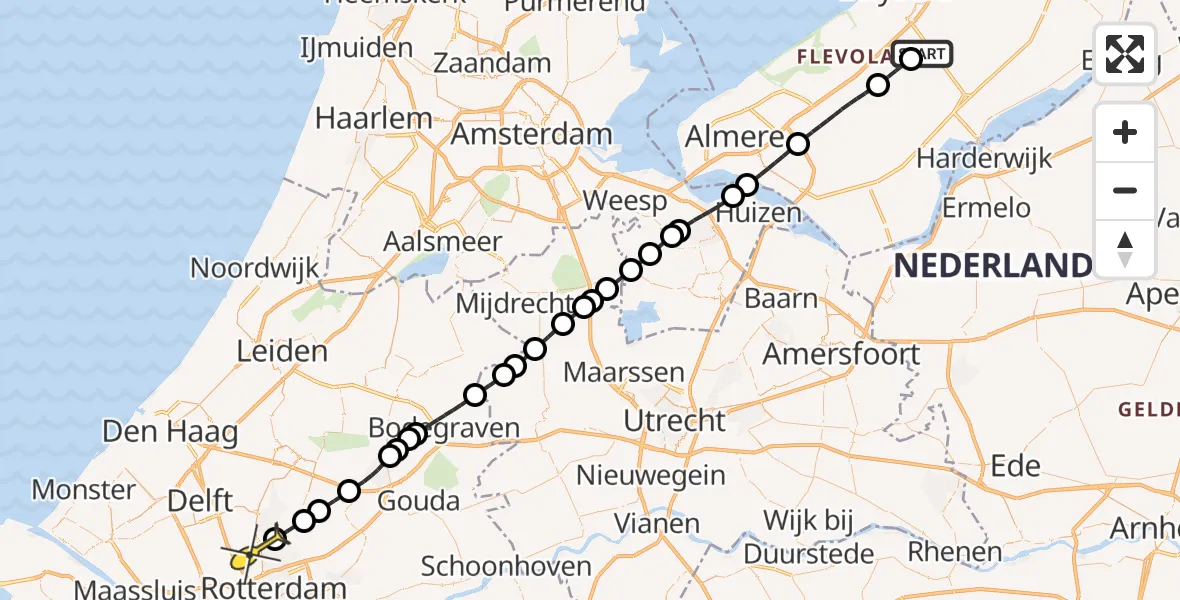 Routekaart van de vlucht: Lifeliner 2 naar Rotterdam, Talingweg