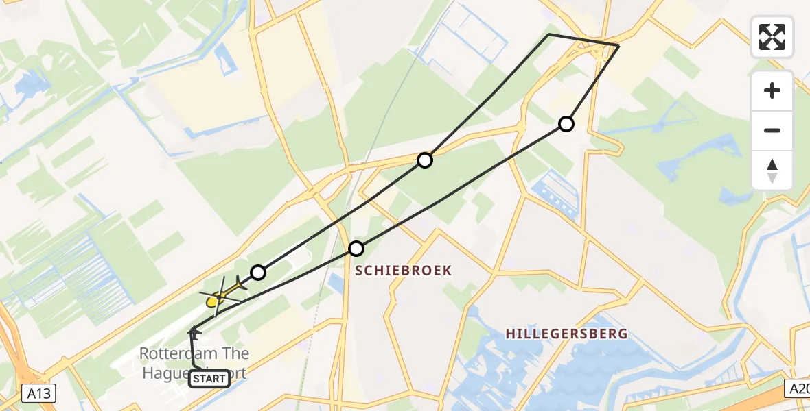 Routekaart van de vlucht: Lifeliner 2 naar Rotterdam The Hague Airport, Bovendijk