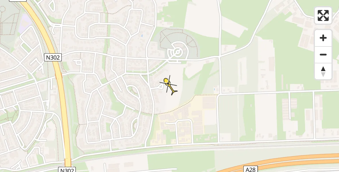 Routekaart van de vlucht: Politiehelikopter naar Harderwijk