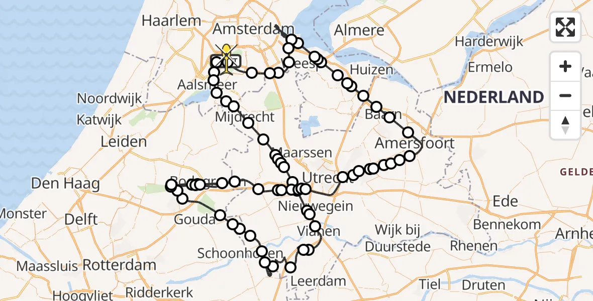 Routekaart van de vlucht: Politieheli naar Schiphol, Octaan Plein